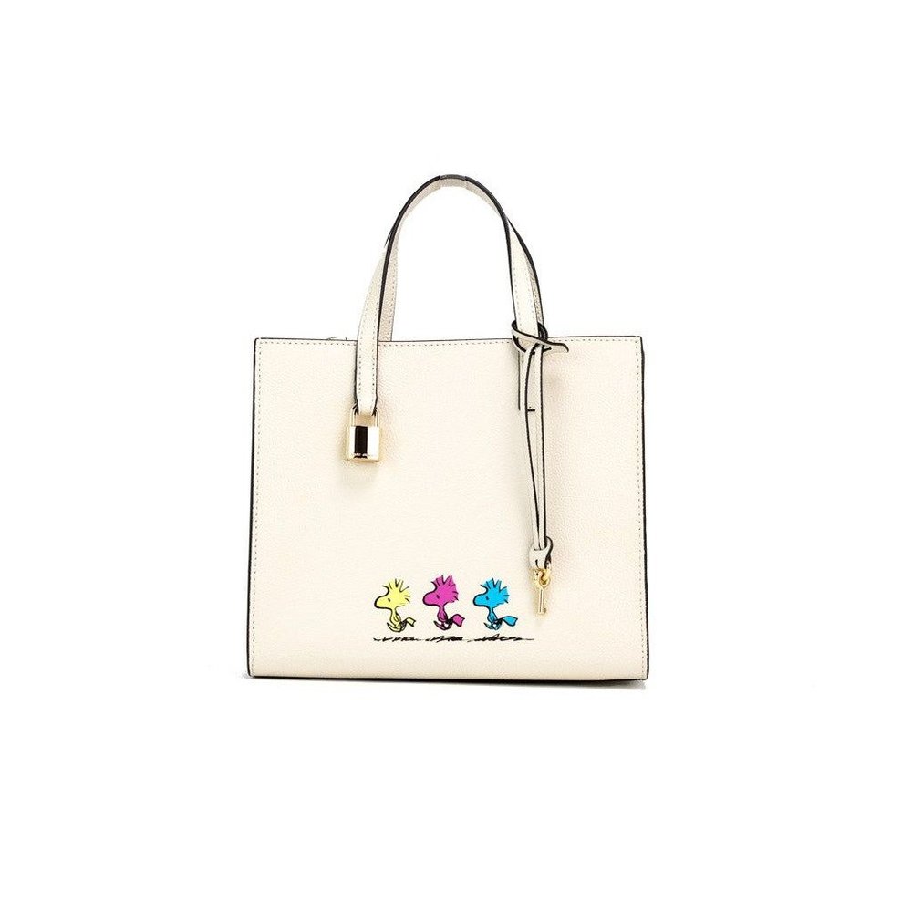NEW Marc Jacobs X Peanuts Small Ivory Leather Woodstock Tote Crossbody Bag Purse - Picture 10 of 11